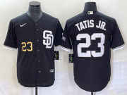Wholesale Cheap Men's San Diego Padres #23 Fernando Tatis Jr Number Black 2023 Cool Base Stitched Jersey