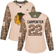 Wholesale Cheap Adidas Blackhawks #22 Ryan Carpenter Camo Authentic 2017 Veterans Day Women's Stitched NHL Jersey
