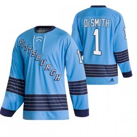 Wholesale Cheap Men\'s Pittsburgh Penguins #1 Casey DeSmith 2022 Blue Classics Stitched Jersey