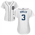 Wholesale Cheap Tigers #3 Ian Kinsler White Home Women's Stitched MLB Jersey