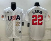 Wholesale Cheap Men's USA Baseball #22 Clayton Kershaw Number 2023 White World Baseball Classic Stitched Jerseys