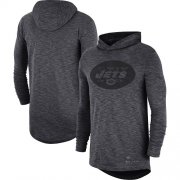 Wholesale Cheap Men's New York Jets Nike Heathered Charcoal Fan Gear Tonal Slub Hooded Long Sleeve T-Shirt