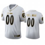 Wholesale Cheap Pittsburgh Steelers Custom Men's Nike White Golden Edition Vapor Limited NFL 100 Jersey