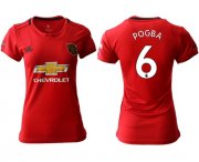 Wholesale Cheap Women's Manchester United #6 Pogba Red Home Soccer Club Jersey