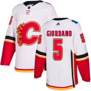Wholesale Cheap Adidas Flames #5 Mark Giordano White Road Authentic Stitched Youth NHL Jersey