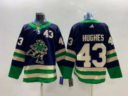 Wholesale Cheap Men's Vancouver Canucks #43 Quinn Hughes Navy 2022 Reverse Retro Stitched Jersey