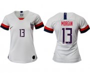 Wholesale Cheap Women's USA #13 Morgan Home Soccer Country Jersey
