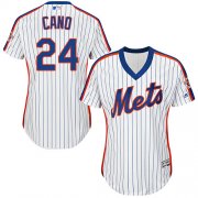 Wholesale Cheap Mets #24 Robinson Cano White(Blue Strip) Alternate Women's Stitched MLB Jersey