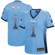 Wholesale Cheap Nike Titans #1 Warren Moon Light Blue Alternate Women's Stitched NFL Elite Drift Fashion Jersey