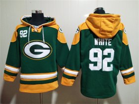 Wholesale Men\'s Green Bay Packers #92 Reggie White Green Lace-Up Pullover Hoodie