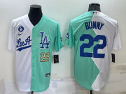 Wholesale Men's Los Angeles Dodgers #22 Bad Bunny White Green 2022 All Star Cool Base Stitched Baseball Jerseys