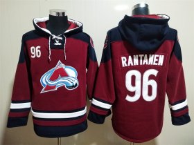 Wholesale Cheap Men\'s Colorado Avalanche #96 Mikko Rantanen NEW Dark Red Hoodie