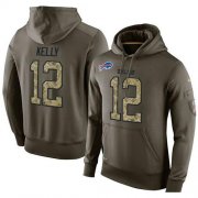 Wholesale Cheap NFL Men's Nike Buffalo Bills #12 Jim Kelly Stitched Green Olive Salute To Service KO Performance Hoodie