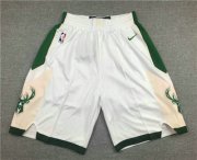 Wholesale Cheap Men's Milwaukee Bucks White Stitched NBA Nike Swingman Shorts