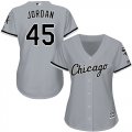 Wholesale Cheap White Sox #45 Michael Jordan Grey Road Women's Stitched MLB Jersey