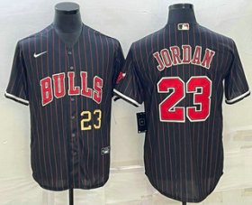 Wholesale Cheap Men\'s Chicago Bulls #23 Michael Jordan Number Black With Patch Cool Base Stitched Baseball Jerseys