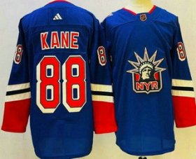 Wholesale Cheap Men\'s New York Rangers #88 Patrick Kane Blue 2022 Reverse Retro Authentic Jersey