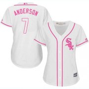 Wholesale Cheap White Sox #7 Tim Anderson White/Pink Fashion Women's Stitched MLB Jersey