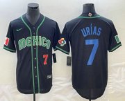 Wholesale Cheap Men's Mexico Baseball #7 Julio Urias Number 2023 Black Blue World Classic Stitched Jersey1