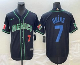 Wholesale Cheap Men\'s Mexico Baseball #7 Julio Urias Number 2023 Black Blue World Classic Stitched Jersey1