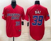 Wholesale Cheap Mens Puerto Rico Baseball #39 Edwin Diaz Number 2023 Red World Baseball Classic Stitched Jersey