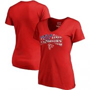 Wholesale Cheap Women's Atlanta Falcons NFL Pro Line by Fanatics Branded Red Banner Wave V-Neck T-Shirt