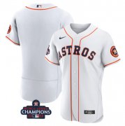 Wholesale Cheap Men's Houston Astros Blank White 2022 World Series Champions Flex Base Stitched Baseball Jersey