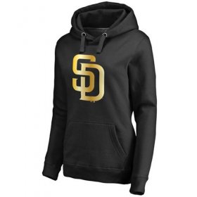 Wholesale Cheap Women\'s San Diego Padres Gold Collection Pullover Hoodie Black