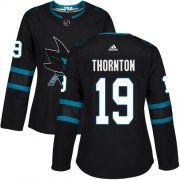 Wholesale Cheap Adidas Sharks #19 Joe Thornton Black Alternate Authentic Women's Stitched NHL Jersey