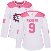 Wholesale Cheap Adidas Canadiens #9 Maurice Richard White/Pink Authentic Fashion Women's Stitched NHL Jersey