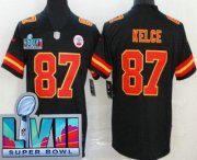 Wholesale Cheap Men's Kansas City Chiefs #87 Travis Kelce Limited Black Super Bowl LVII Vapor Jersey