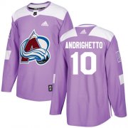 Wholesale Cheap Adidas Avalanche #10 Sven Andrighetto Purple Authentic Fights Cancer Stitched NHL Jersey
