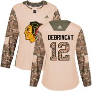 Wholesale Cheap Adidas Blackhawks #12 Alex DeBrincat Camo Authentic 2017 Veterans Day Women's Stitched NHL Jersey