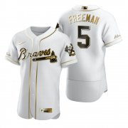 Wholesale Cheap Atlanta Braves #5 Freddie Freeman White Nike Men's Authentic Golden Edition MLB Jersey