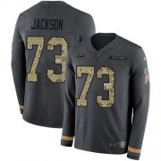 Wholesale Cheap Nike Dolphins #73 Austin Jackson Anthracite Salute to Service Men's Stitched NFL Limited Therma Long Sleeve Jersey
