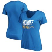 Wholesale Cheap Los Angeles Chargers Fanatics Branded Women's Kickoff 2020 V-Neck T-Shirt Powder Blue