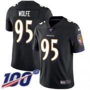 Wholesale Cheap Nike Ravens #95 Derek Wolfe Black Alternate Men's Stitched NFL 100th Season Vapor Untouchable Limited Jersey