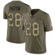 Wholesale Cheap Nike Jets #28 Curtis Martin Olive/Camo Men's Stitched NFL Limited 2017 Salute To Service Jersey