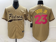 Wholesale Cheap Men's San Diego Padres #23 Fernando Tatis Jr Tan NEW 2023 City Connect Cool Base Stitched Jersey