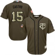 Wholesale Cheap Twins #15 Jason Castro Green Salute to Service Stitched MLB Jersey