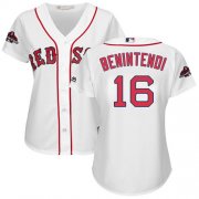 Wholesale Cheap Red Sox #16 Andrew Benintendi White Home 2018 World Series Women's Stitched MLB Jersey