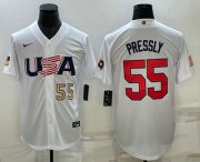 Wholesale Cheap Mens USA Baseball #55 Ryan Pressly Number 2023 White World Baseball Classic Stitched Jersey
