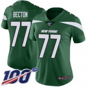 Wholesale Cheap Nike Jets #77 Mekhi Becton Green Team Color Women's Stitched NFL 100th Season Vapor Untouchable Limited Jersey