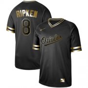 Wholesale Cheap Nike Orioles #8 Cal Ripken Black Gold Authentic Stitched MLB Jersey
