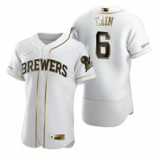 Wholesale Cheap Milwaukee Brewers #6 Lorenzo Cain White Nike Men's Authentic Golden Edition MLB Jersey