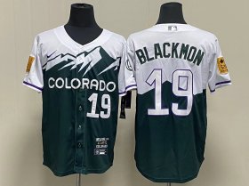 Wholesale Cheap Men\'s Colorado Rockies #19 Charlie Blackmon Green 2022 City Connect Cool Base Stitched Jersey
