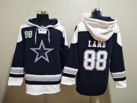 Wholesale Cheap Men\'s Dallas Cowboys #88 CeeDee Lamb Navy Blue Ageless Must Have Lace Up Pullover Hoodie