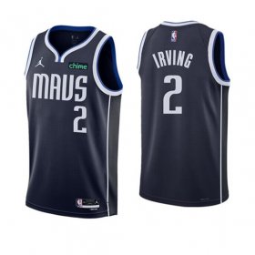 Wholesale Cheap Men\'s Dallas Mavericks #2 Kyrie Irving Navy Statement Edition Stitched Basketball Jersey