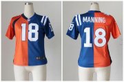 Wholesale Cheap Nike Broncos #18 Peyton Manning Orange/Blue Women's Stitched NFL Elite Split Colts Jersey