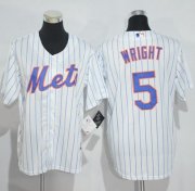 Wholesale Cheap Mets #5 David Wright White(Blue Strip) Home Cool Base Stitched Youth MLB Jersey
